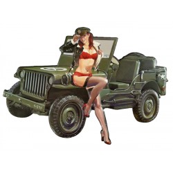 Blechschild Jeep Pin Up Girl